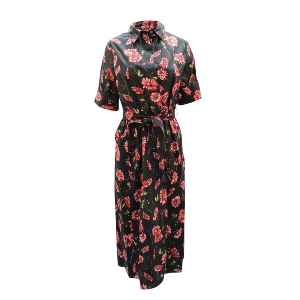 Adam Lippes Floral Pint Maxi Dress in Black Cotton